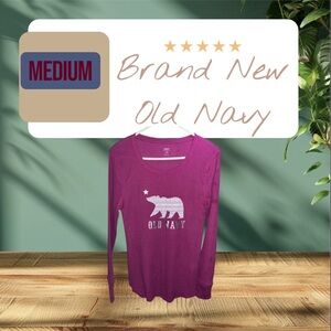 Old Navy Magenta Long Sleeve with Bear Graphic